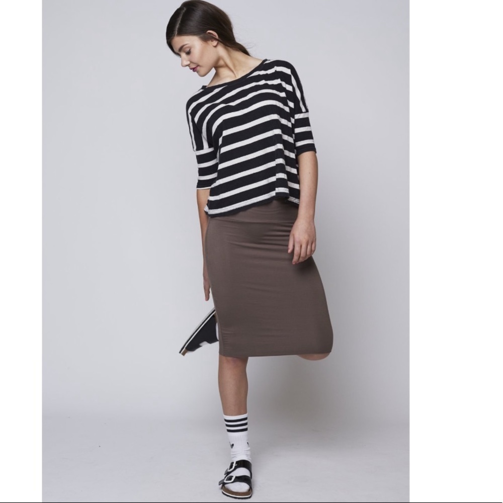 NEW Brown Knee Length Tube Foldover Skirt Jersey